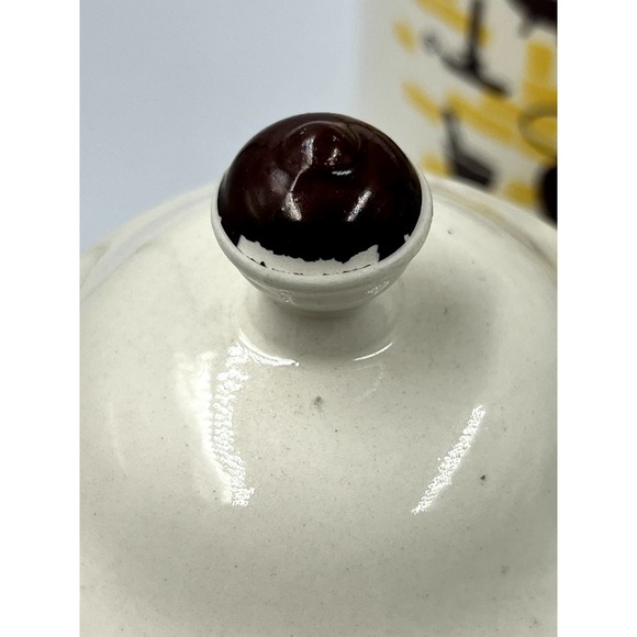 Vintage Ceramic MCM Set of 4 Canisters. Cream Brown and Yellow - Picture 11 of 14